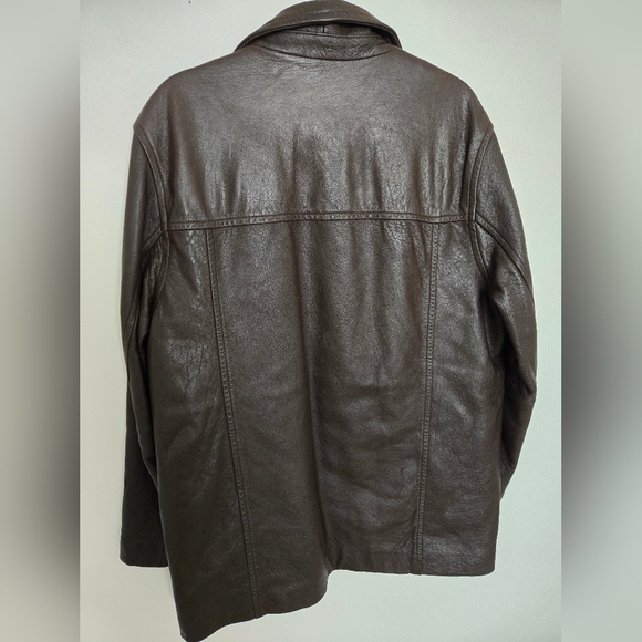 Nicole Miller Men's Brown Leather Jacket Barn coat button front | size M - Picture 2 of 7